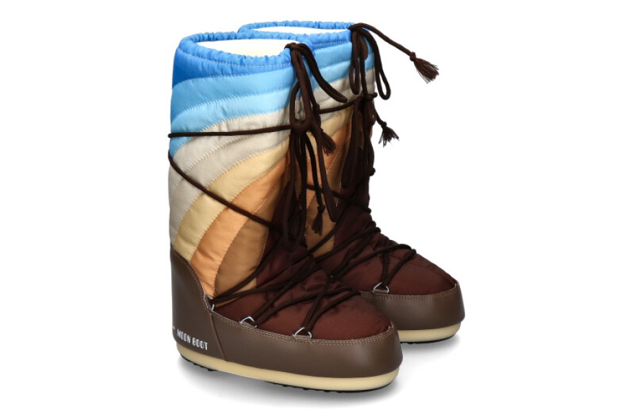 Women scarpa rossa Booties | Moon Boot Snow Boots Icon Rainbow Shitake Brown Blue