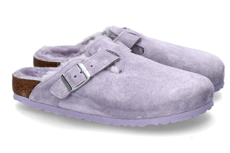 Women scarpa rossa Warm Lining | Birkenstock Women'S Clogs Lined Boston Shearling- Purple Fog