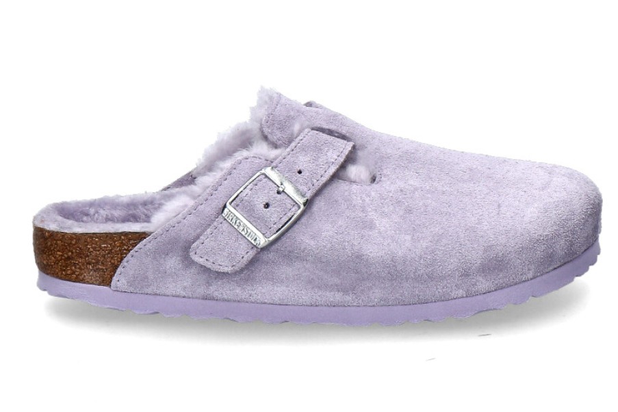 Women scarpa rossa Warm Lining | Birkenstock Women'S Clogs Lined Boston Shearling- Purple Fog