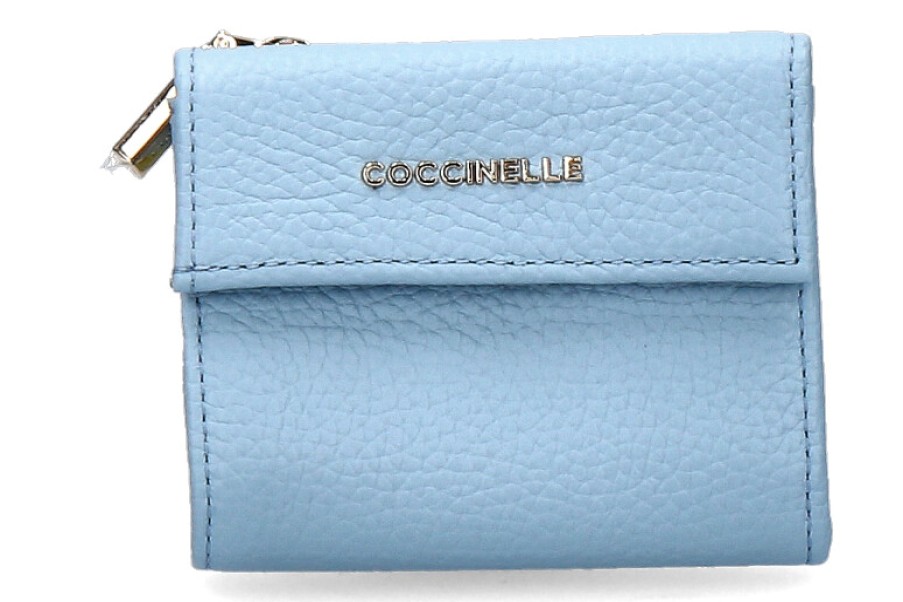 Women scarpa rossa Wallets | Coccinelle Wallet Grain Leather Metallic Soft Aquarelle Blue