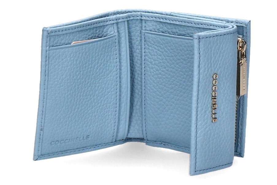 Women scarpa rossa Wallets | Coccinelle Wallet Grain Leather Metallic Soft Aquarelle Blue