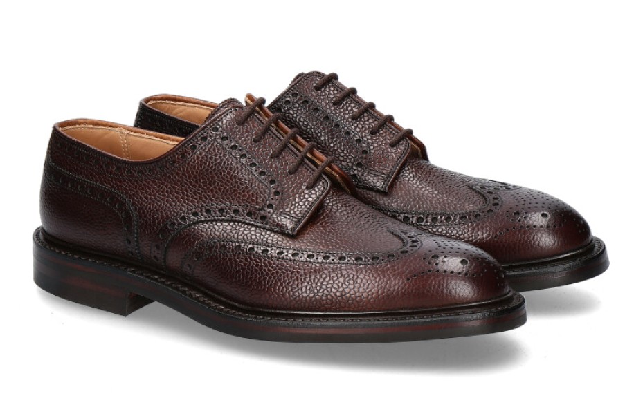 Men scarpa rossa Oxfords | Crockett & Jones Derby Pembroke Scotch Grain- Dunkelbraun