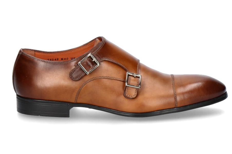 Men scarpa rossa Oxfords | Santoni Monk Leather Antik Cognac