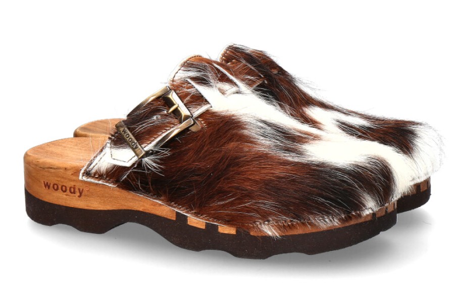 Men scarpa rossa House Slippers | Woody Wooden Clogs Lukas Fell Braun Weiss