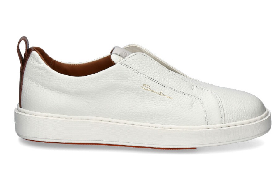 Men scarpa rossa Sneakers | Santoni Slip-On Sneaker Cleanic Nappa- White