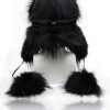 Women scarpa rossa Fur Hats - Aviator Hats | Furland Aviator Cap - Ushanka Black Raccoon - Mit Pom Pom'S