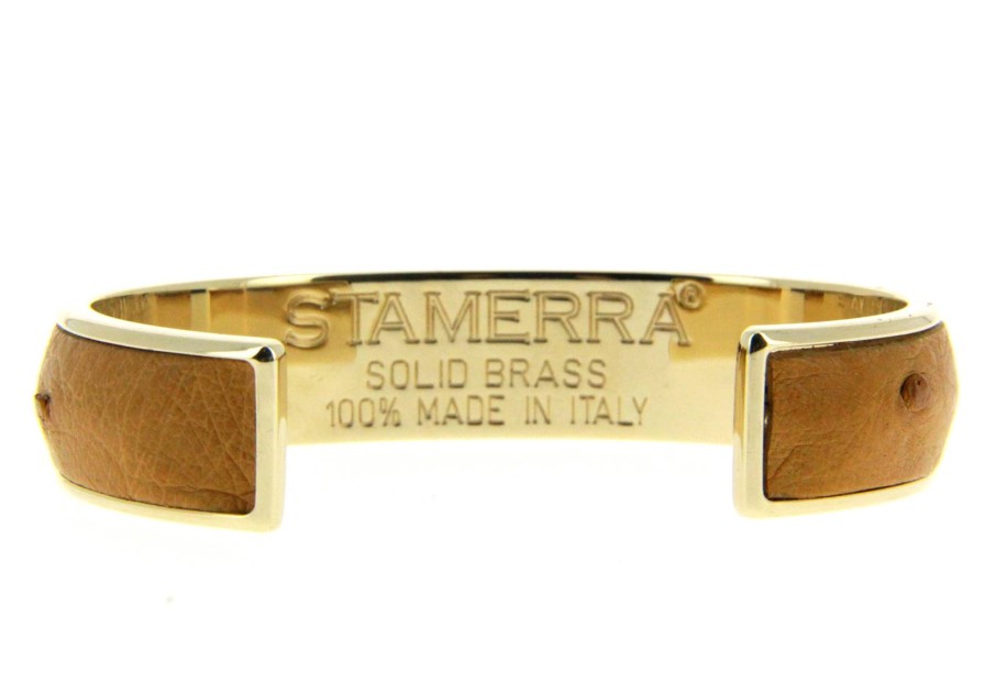 Women scarpa rossa Bracelets | Stamerra Bracelet Vero Genuine Ostrich Gold Tabacco