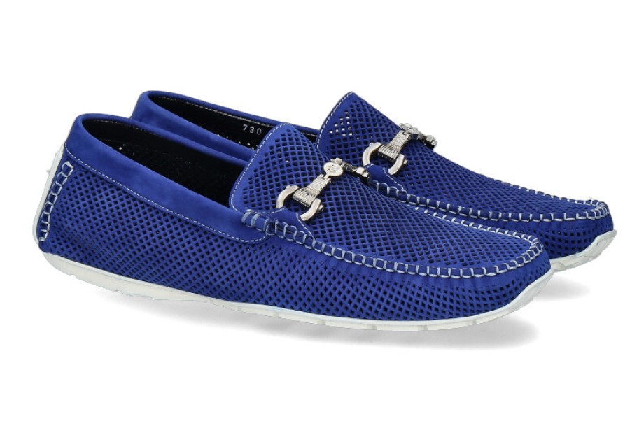 Men scarpa rossa Moccasins | Aldo Brue Moccasin Nubuk Soft Blu