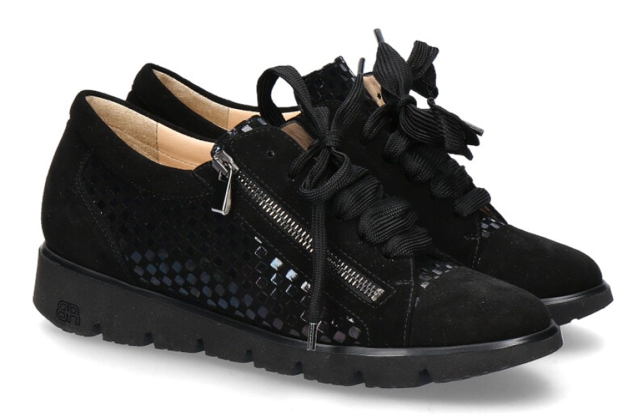 Women scarpa rossa Lace-Up | Brunate Lace-Up Iris Camoscio Nero Jazz Petrol