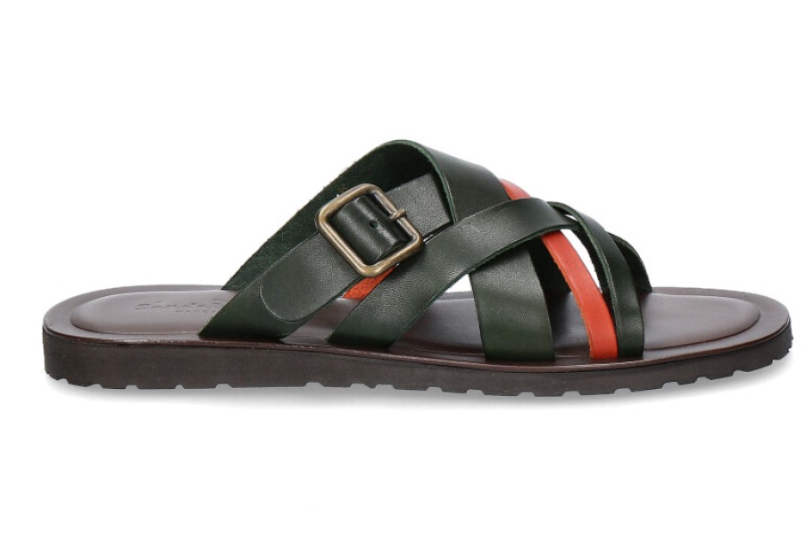 Men scarpa rossa Sandals | Emozioni Mules Leather M7600 Olive Orange