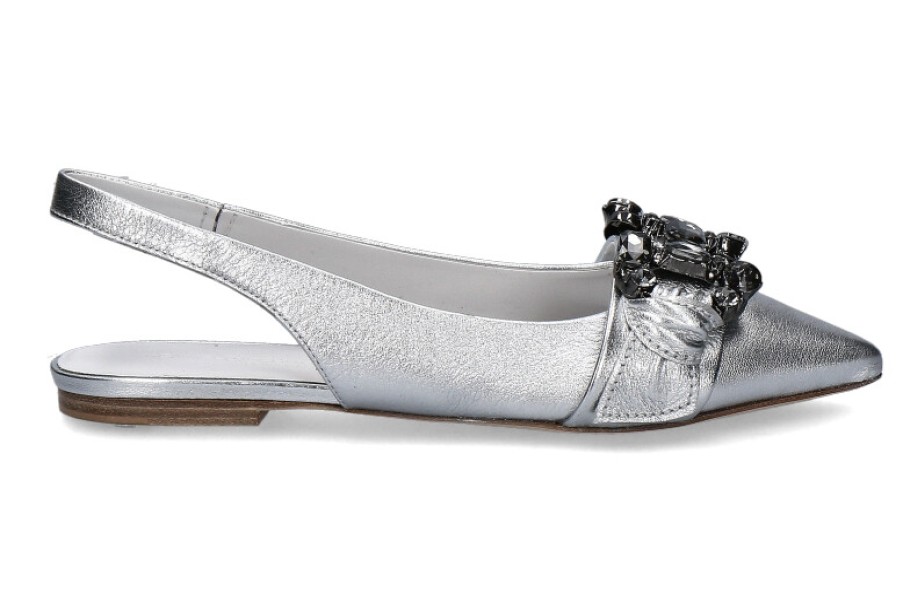 Women scarpa rossa Sandals | Kennel & Schmenger Sling Flat Zone Silver Padded