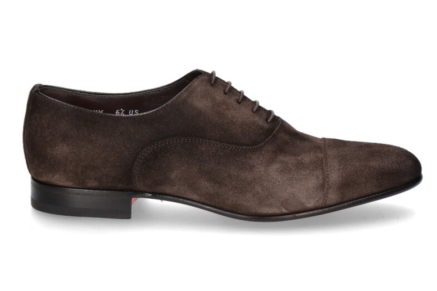 Men scarpa rossa Oxfords | Santoni Oxford Velours- Braun